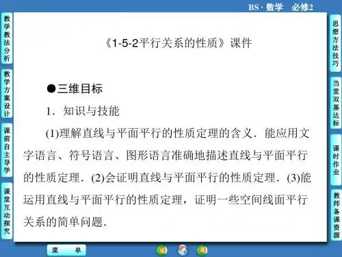 《1-5-2平行关系的性质》课件 2-优质公开课-北师大必修2精品