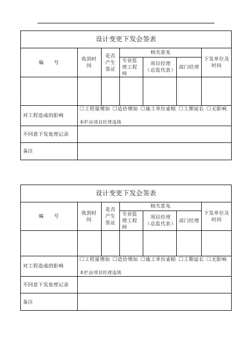 设计变更下发会签表