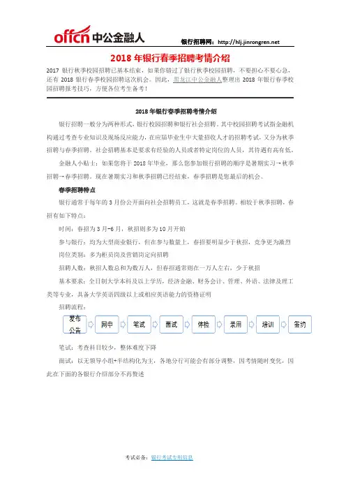 2018黑龙江银行招聘：2018年银行春季招聘考情介绍