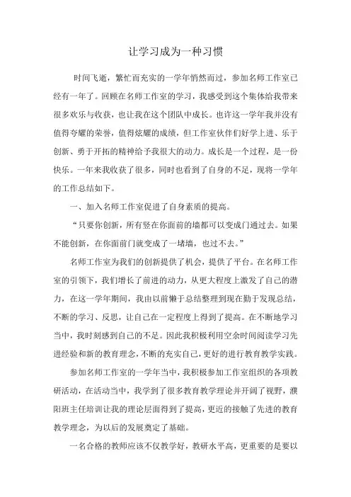 名师工作室个人工作总结 2