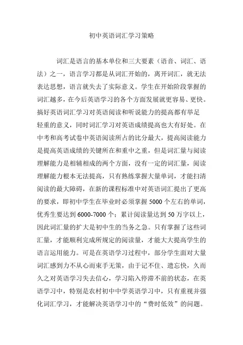 初中英语词汇学习策略