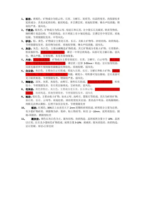 岩性描述