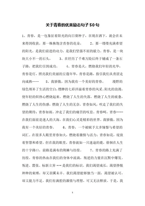 关于青春的优美励志句子50句