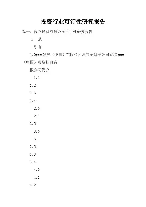 投资行业可行性研究报告doc