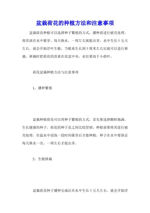盆栽荷花的种植方法和注意事项