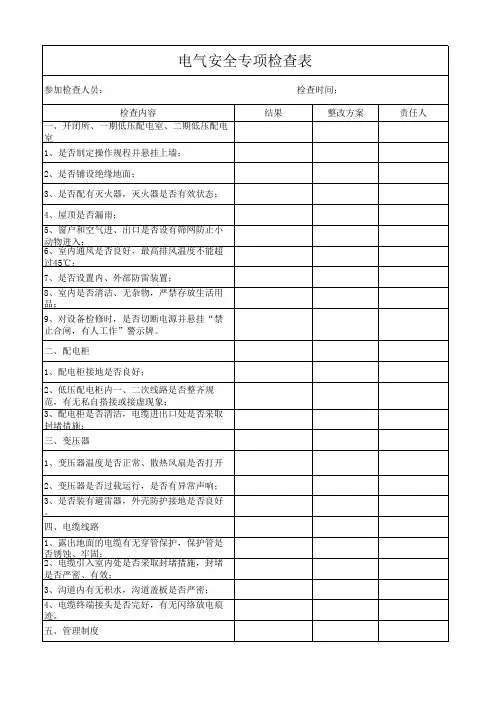 电气安全检查表