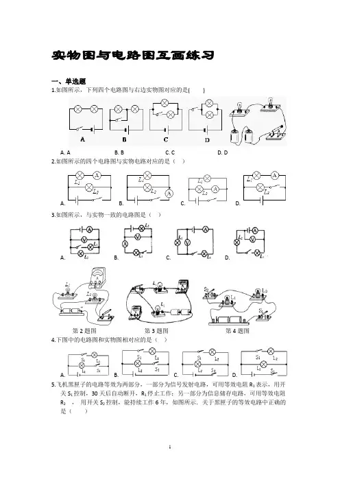 实物图与电路图互画练习