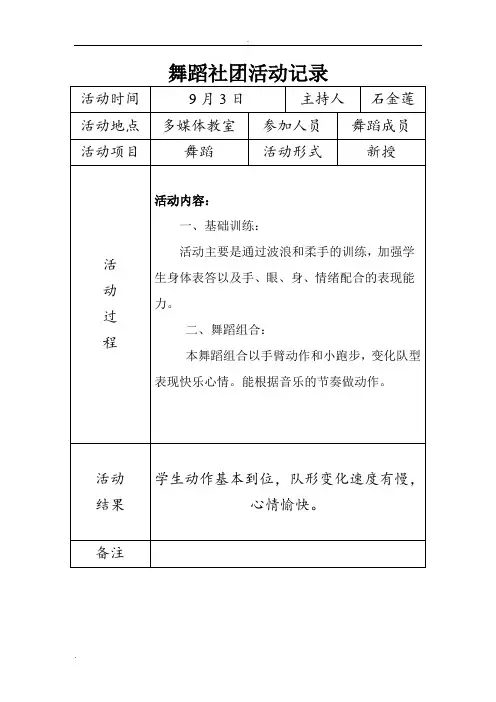 舞蹈社团活动记录 2