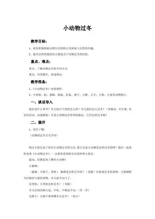 小动物过冬教案