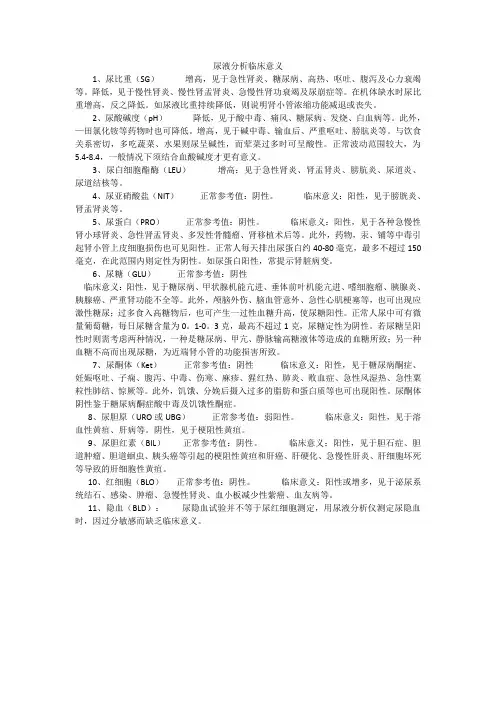尿液分析临床意义