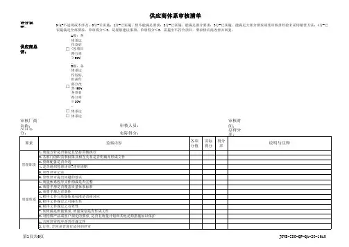 供应商体系审核清单
