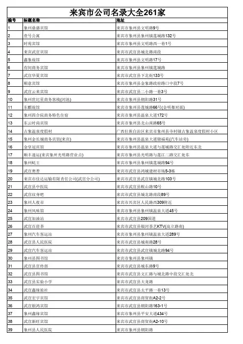 来宾市公司名录大全261家