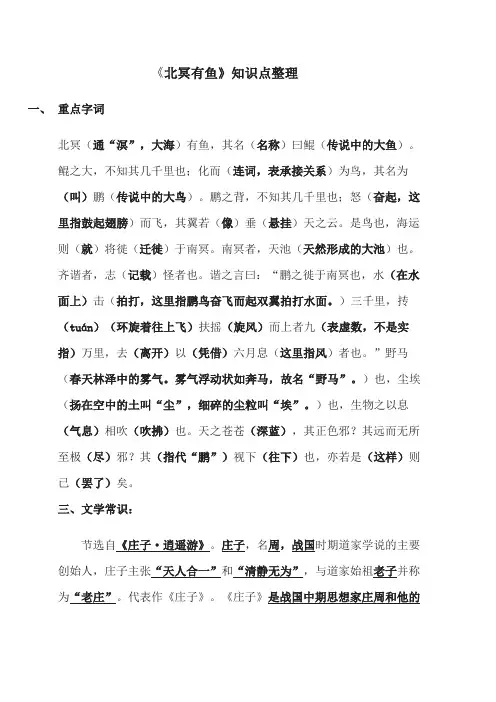 《北冥有鱼》知识点梳理