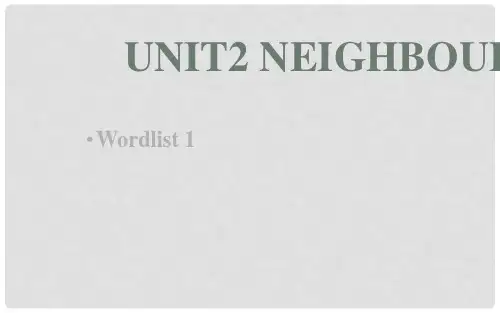 江苏省连云港市东海县七年级英语下册 Unit 2 Neighbours Wordlist 1课件 (新版)牛津版
