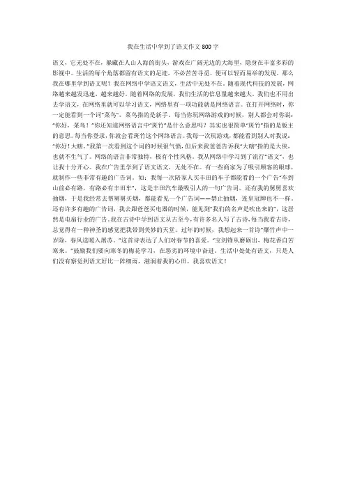 我在生活中学到了语文作文800字(最新版)