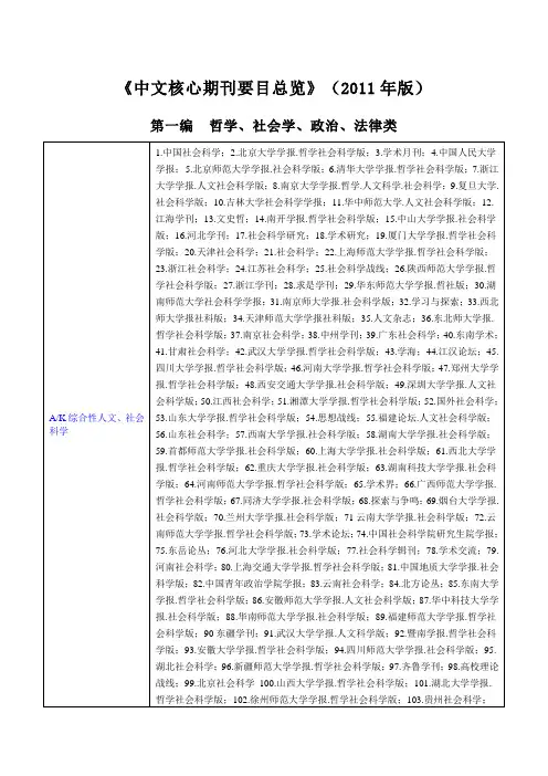 2015北大中文核心期刊要目总览(2015版)