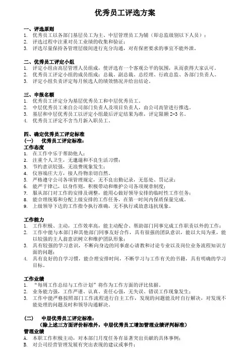 XX集团XX年月优秀员工评选套表模版(含方案、推荐、评分、公告)