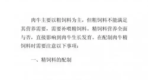 肉牛精饲料的配制及注意事项