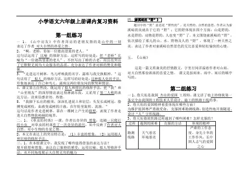 人教版小学六年级语文第十一册重点课文复习资料(打印版)