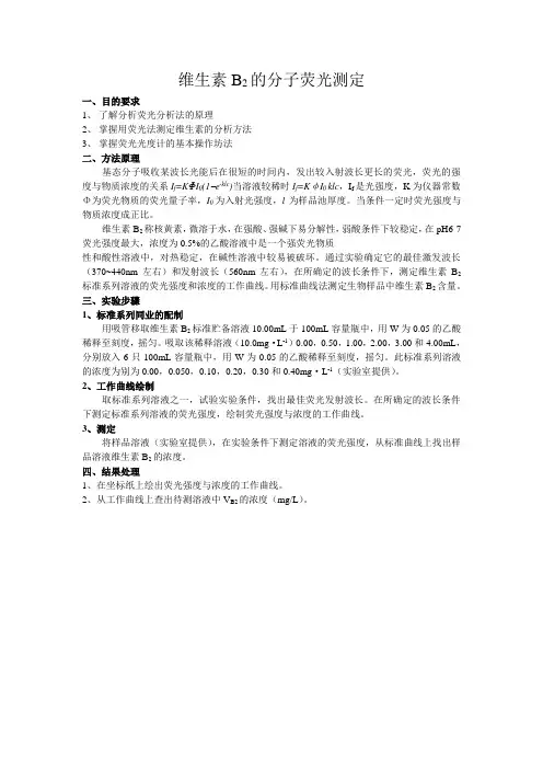 维生素B2的分子荧光测定
