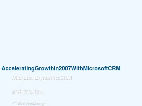 MicrosoftCRM解决方案概述