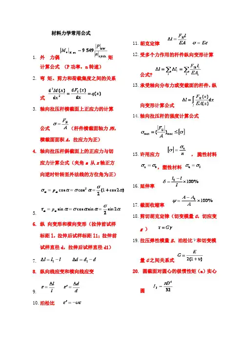 材料力学公式汇总 (2)