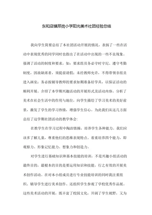 美术社团经验总结