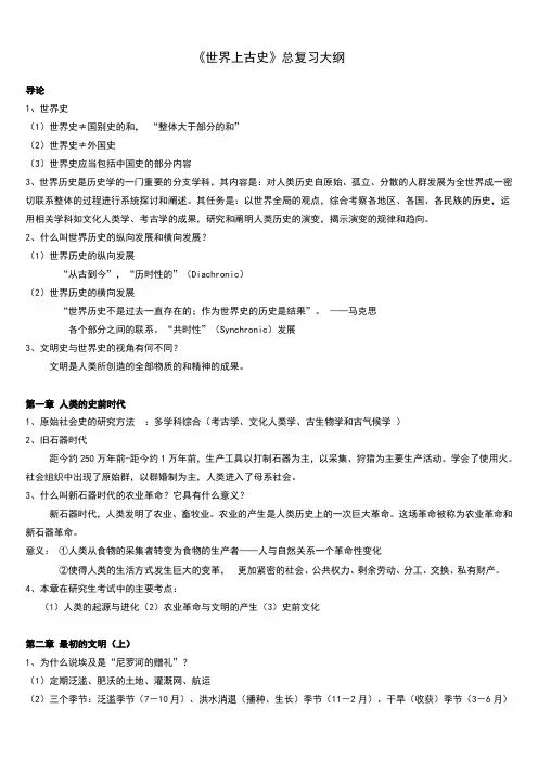 世界上古史复习提纲