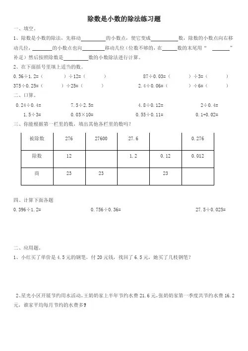 除数是小数的除法练习题10