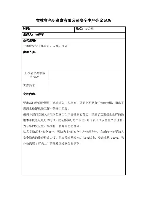 安全生产会议记录