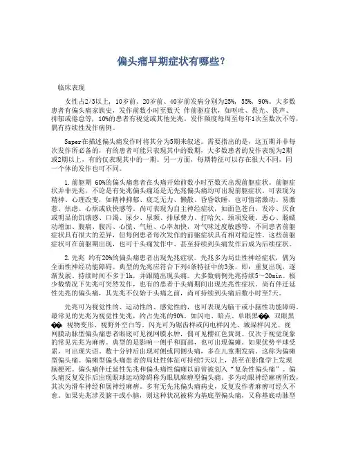偏头痛早期症状有哪些？