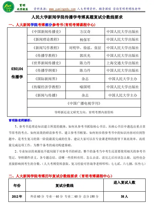 2016人民大学传播学考博历年真题复习策略复试分数线-育明考研考博