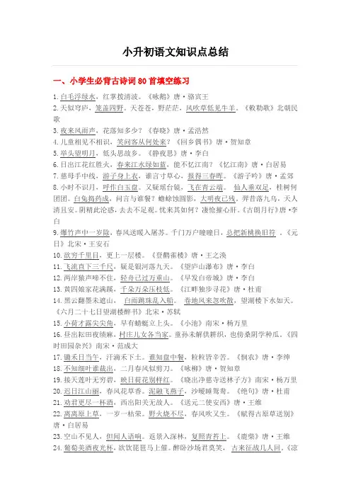 小升初语文知识点总归纳