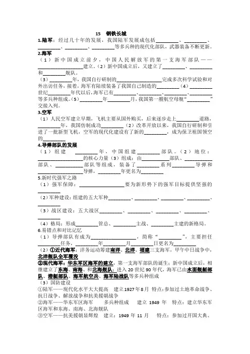 2019年人教版八年级下册历史——钢铁长城知识点汇总