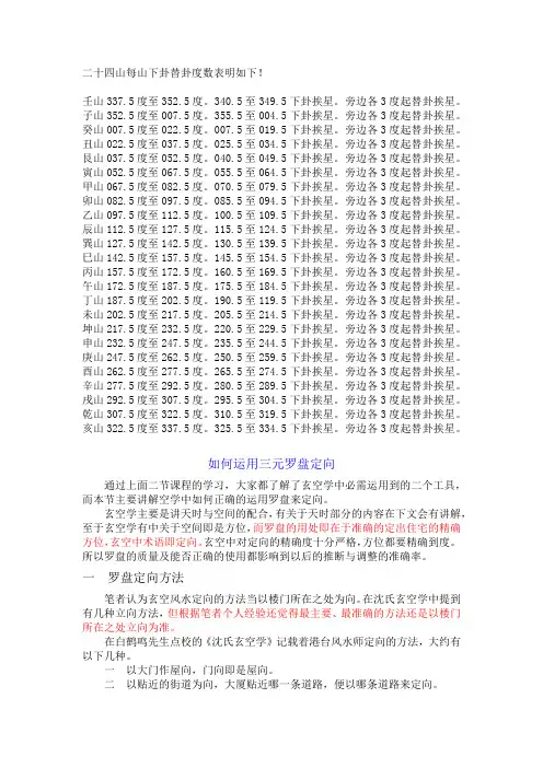 二十四山每山下卦替卦度数