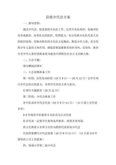 县级少代会方案