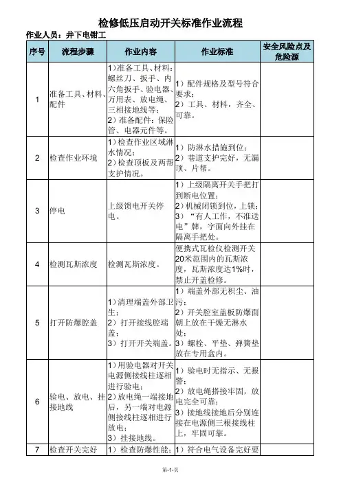 检修低压启动开关标准作业流程