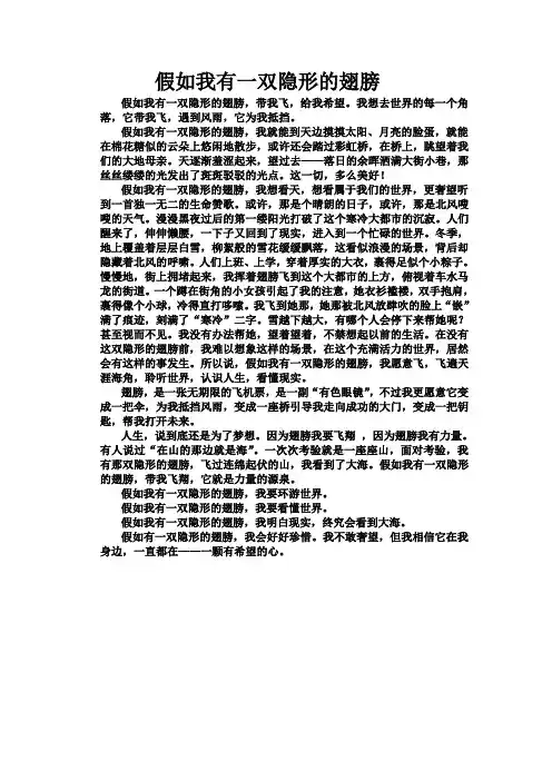 假如我有一双隐形的翅膀