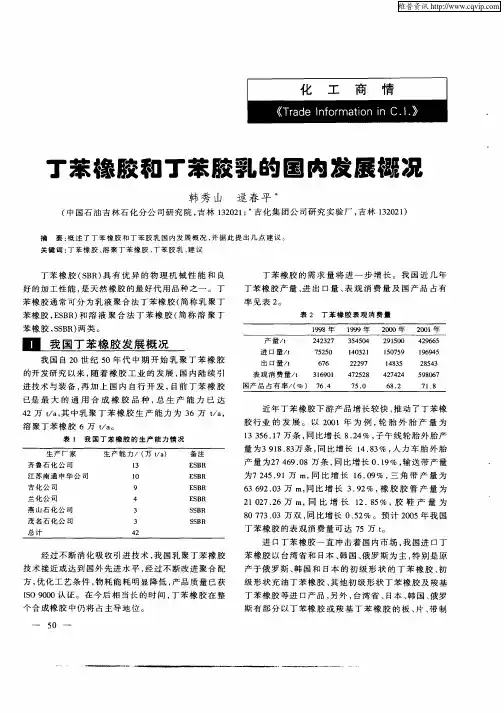 丁苯橡胶和丁苯胶乳的国内发展概况