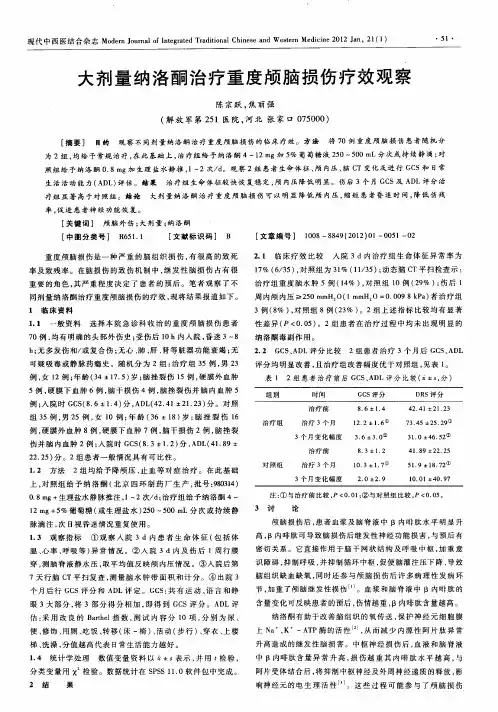 大剂量纳洛酮治疗重度颅脑损伤疗效观察