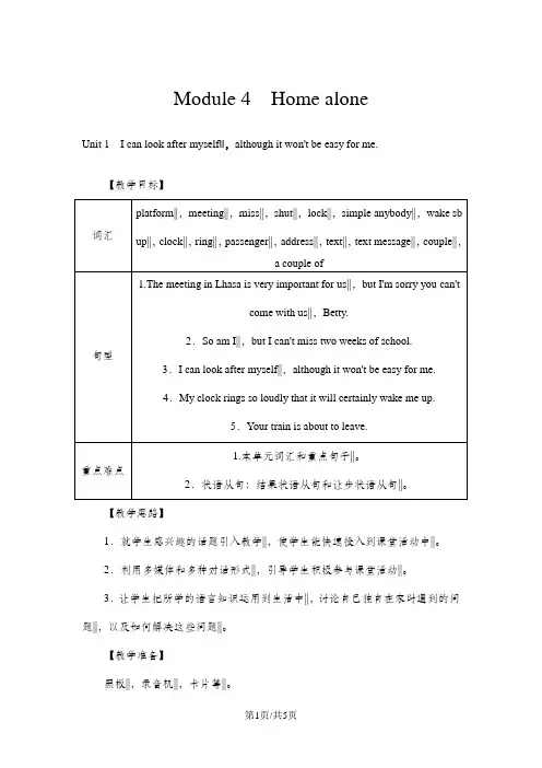 外研版九年级英语上册Module 4 Unit 1教案