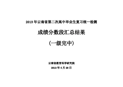 2013年云南省第二次高中毕业生复习统一检测
