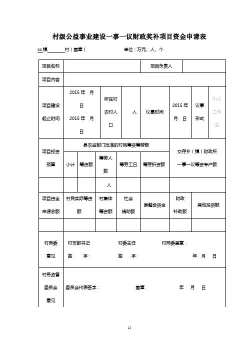 资金资金申请表