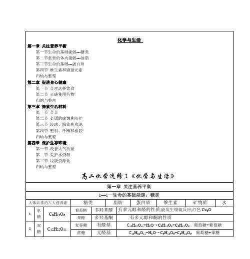 高二化学选修1《化学与生活》
