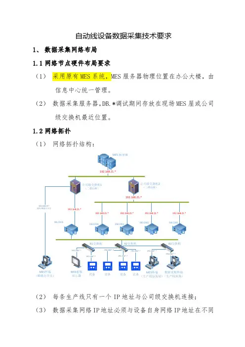 生产线MES设备数据采集技术要求