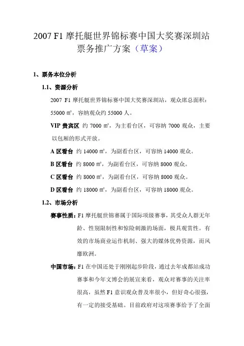 F1票务推广方案