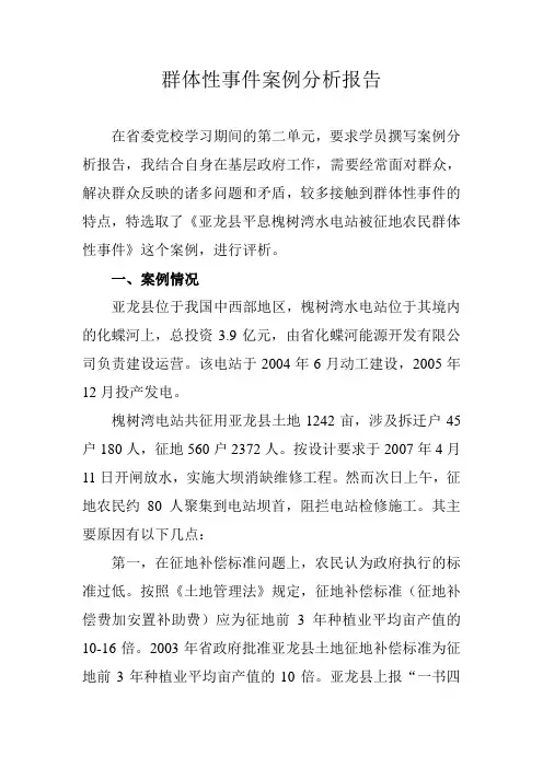 群体性事件案例分析报告