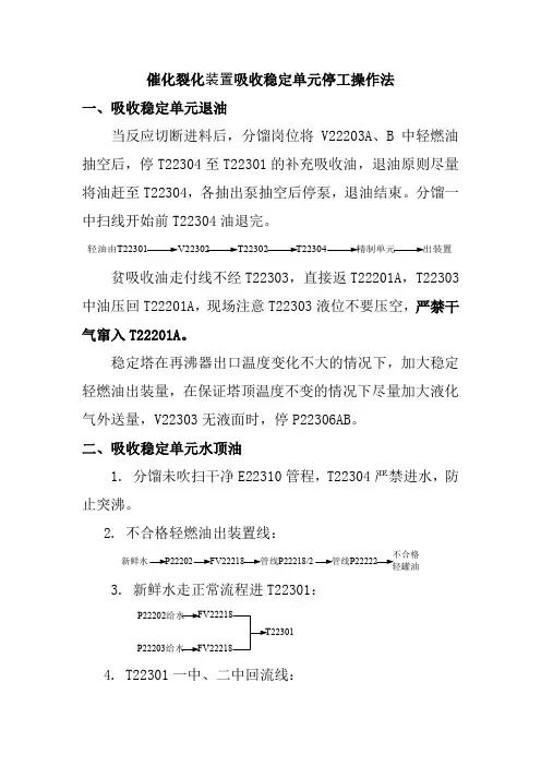 催化裂化装置吸收稳定单元停工操作法