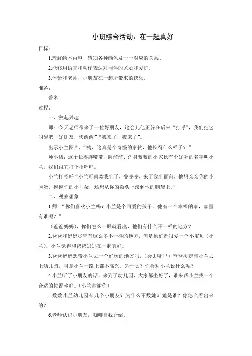 小班综合：在一起真好
