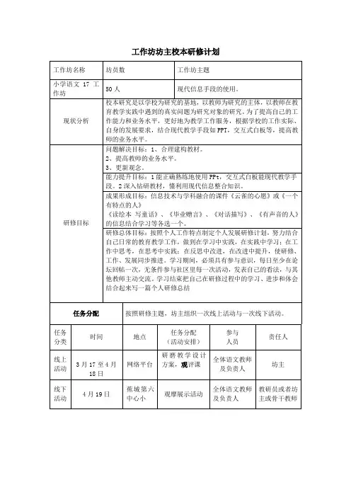 工作坊坊主校本研修计划 (2)